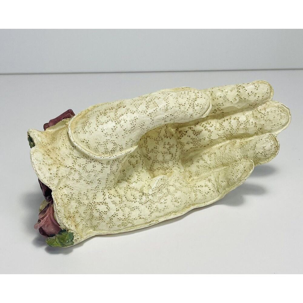 Vtg Figural Hand Shape Glove with 3D Flower Business Holder Wedding Sign Holder